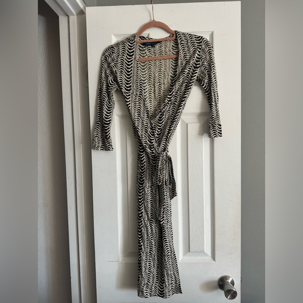 French Connection Sexy Animal Print Wrap Knee Length Dress